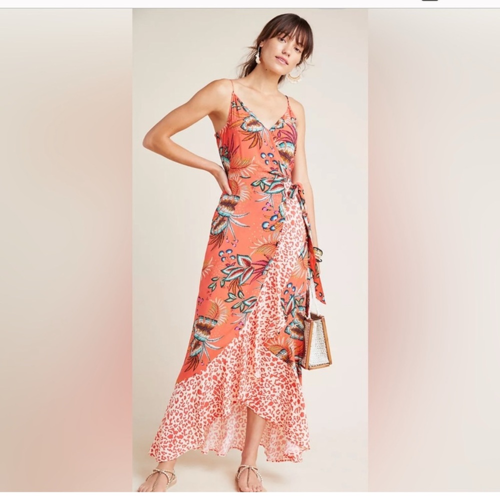 Farm Rio for Anthropologie Musette Wrap Maxi Dress Size Small